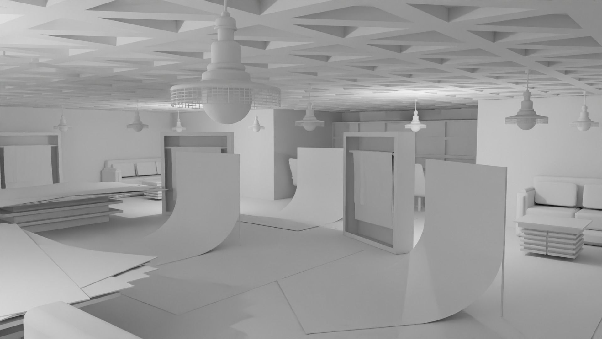 Carpet Rug Store - No Material Low-poly 3D model_3