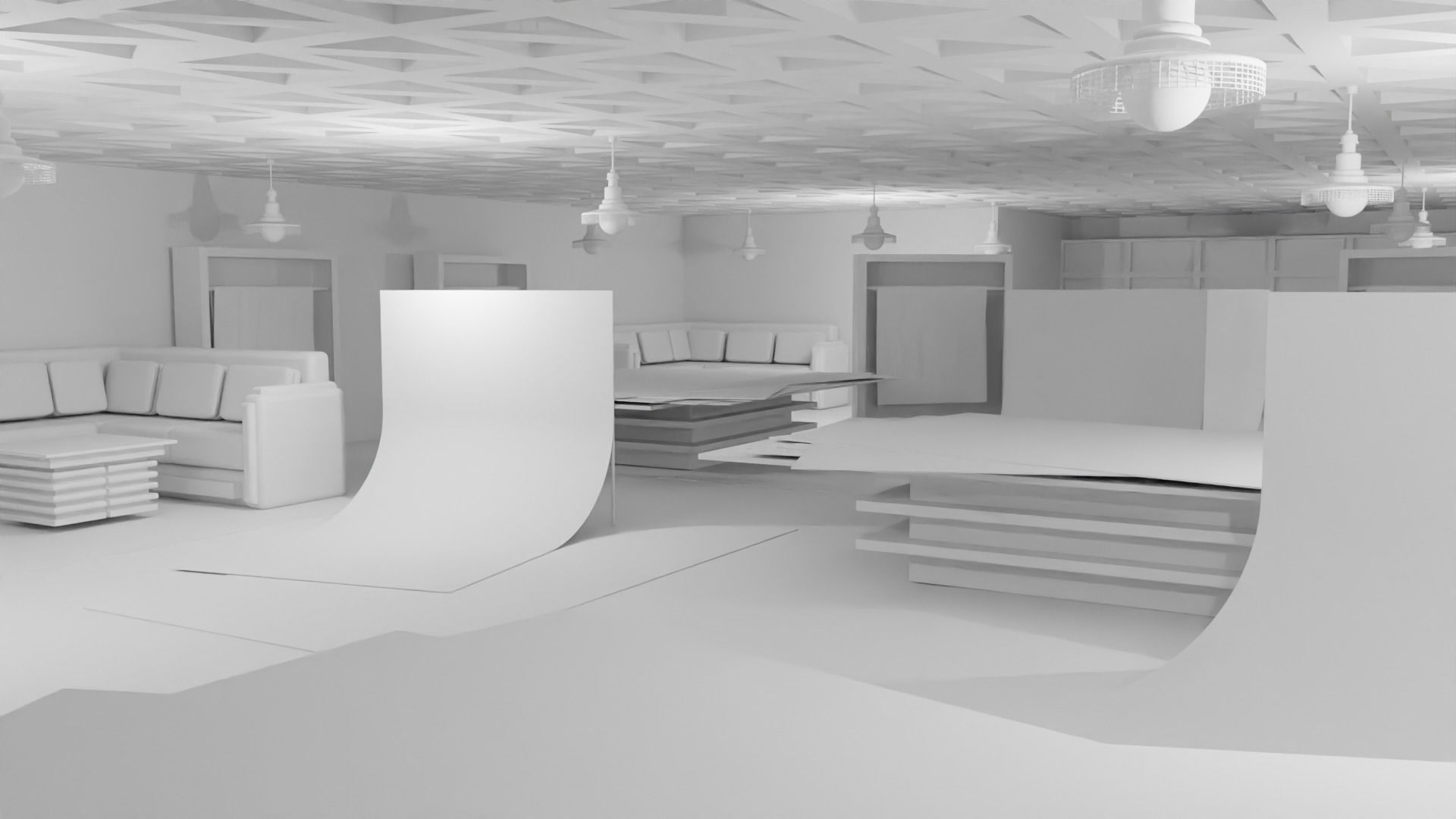 Carpet Rug Store - No Material Low-poly 3D model_1