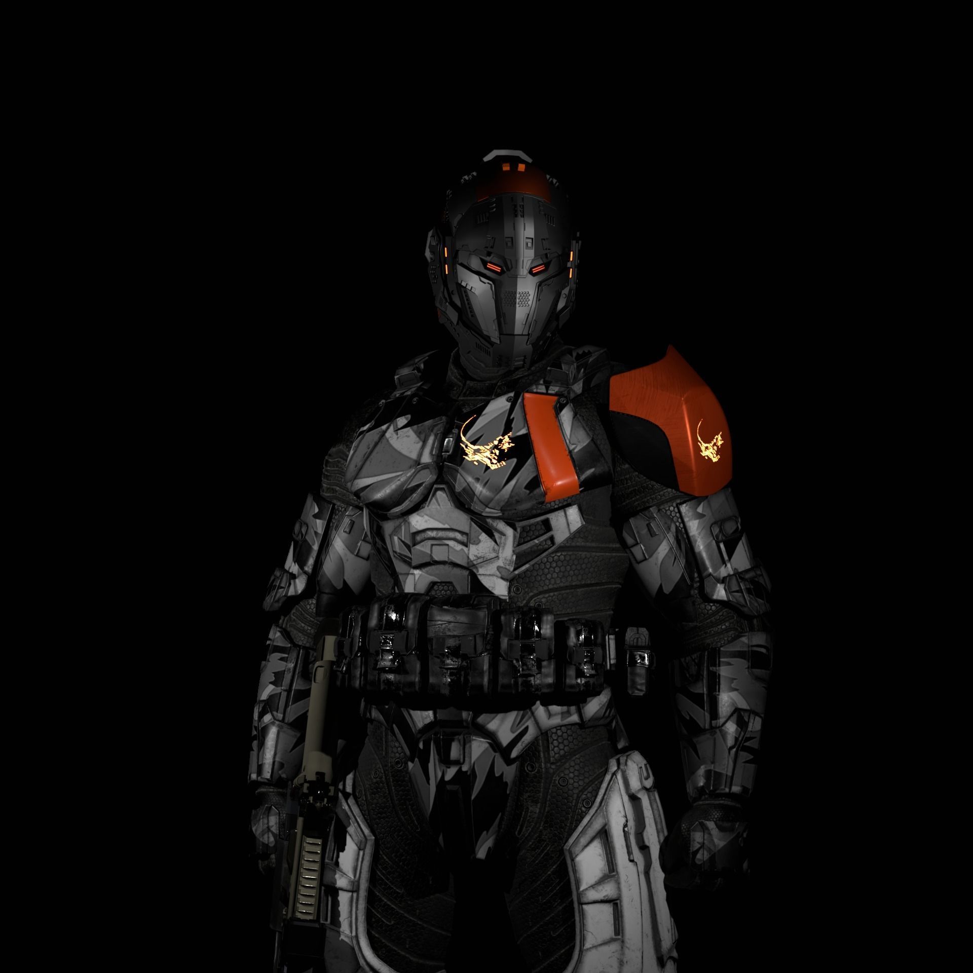 Super Soldier - UE4 Skeleton and Custom Rig Low-poly 3D model_17