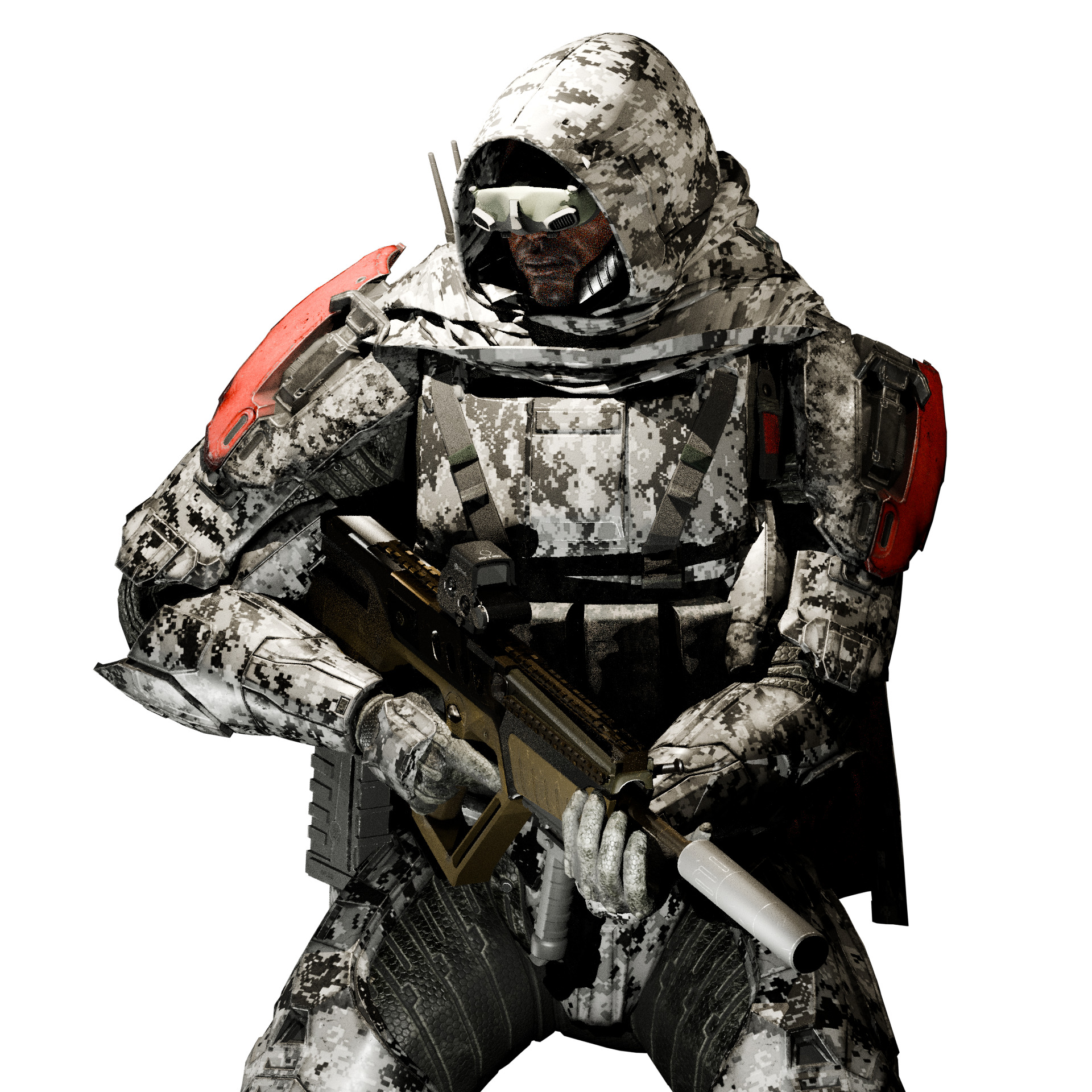 Super Soldier - UE4 Skeleton and Custom Rig Low-poly 3D model_9