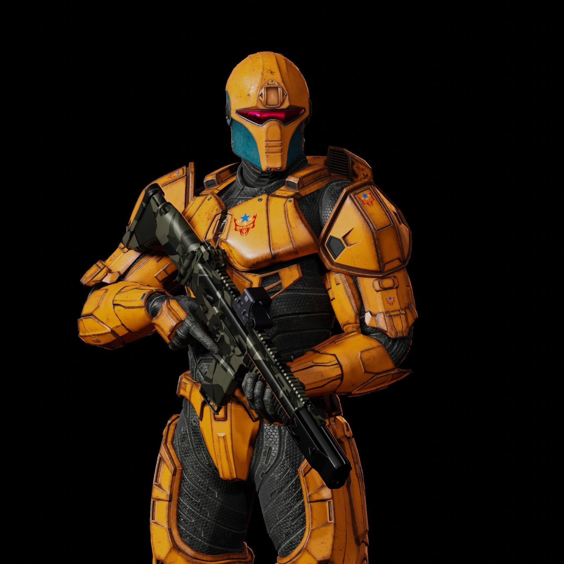 Super Soldier - UE4 Skeleton and Custom Rig Low-poly 3D model_7