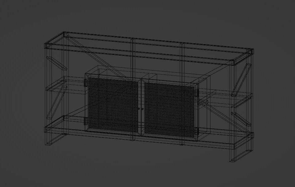 Industrial rustic media console Low-poly 3D model_4