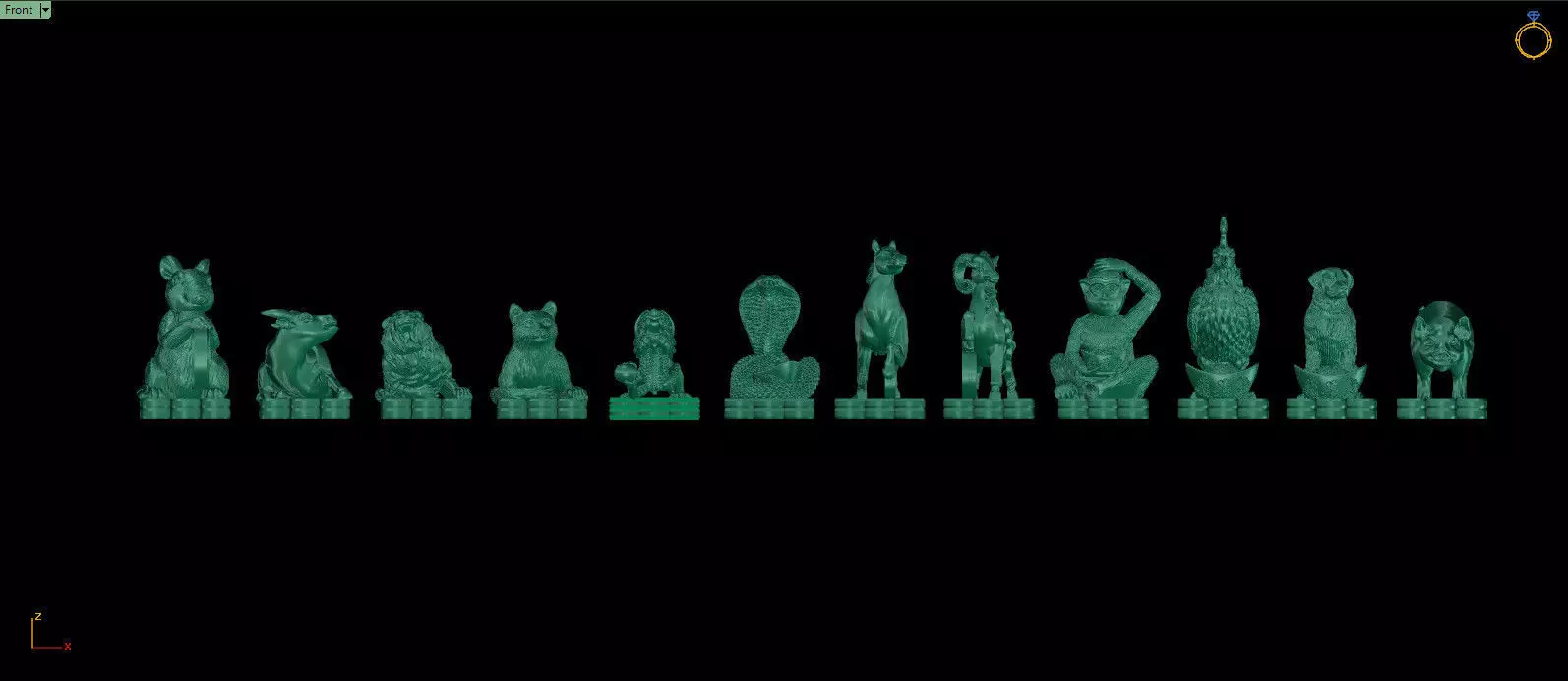 12 zodiac animals  3D print model_0