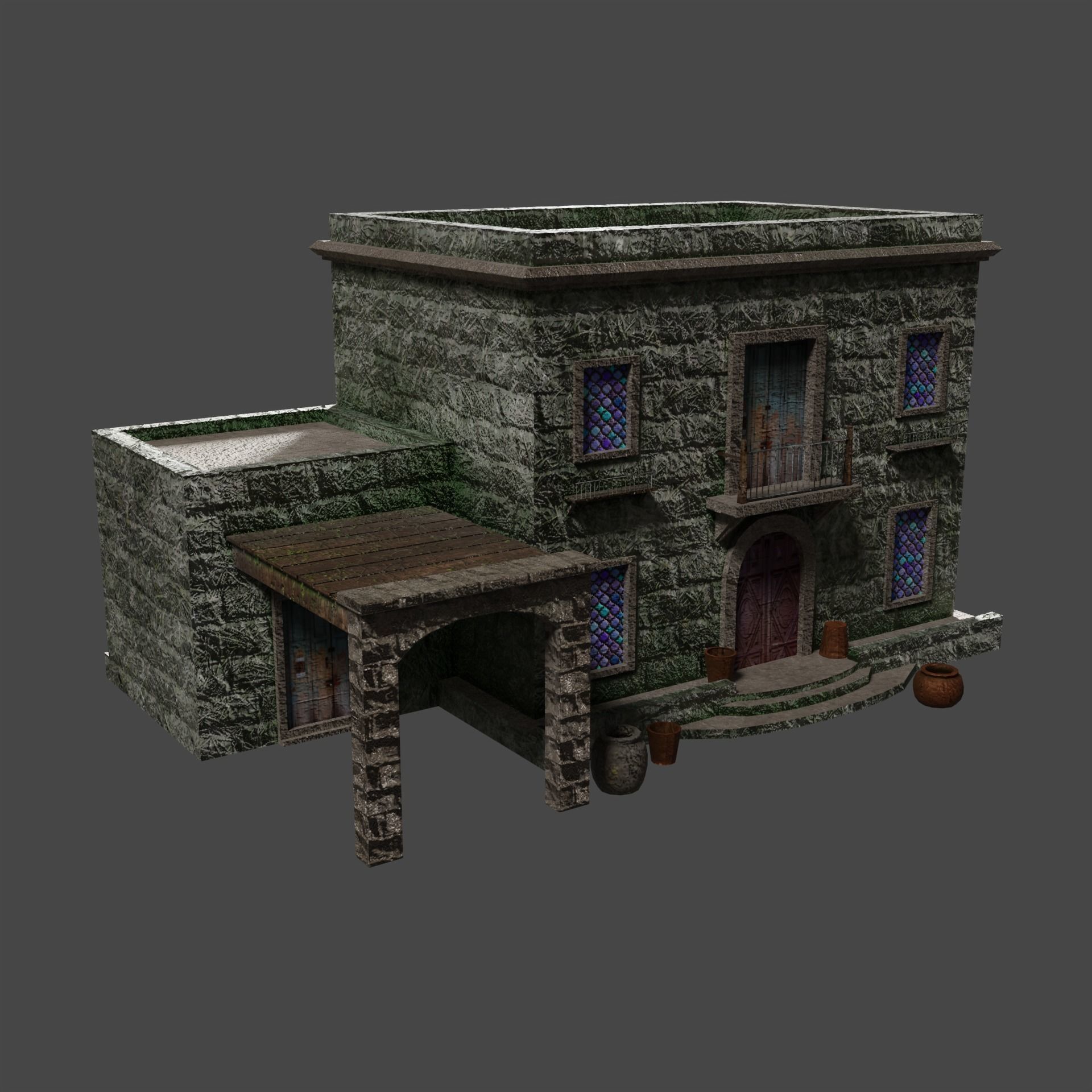 Building in the Middle Eastern style PBR Low-poly game ready Low-poly 3D model_1