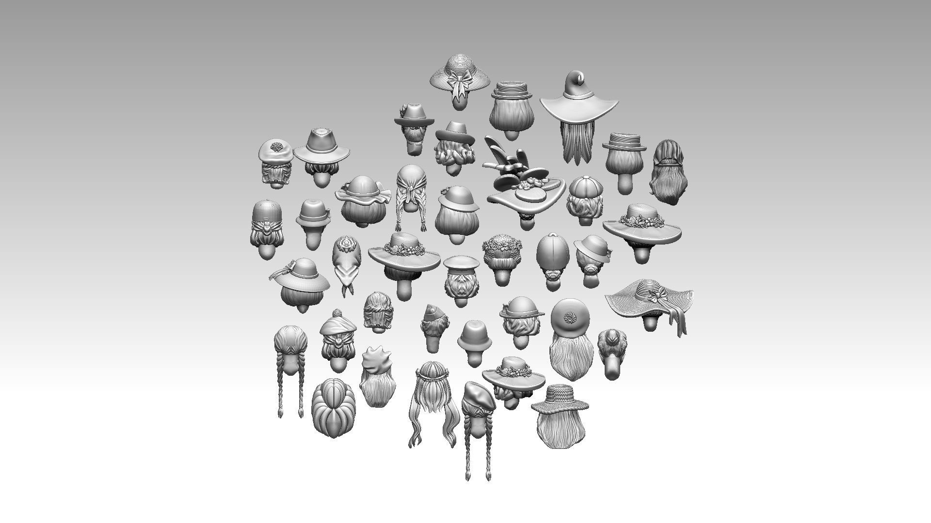 female heads 3D print model_17