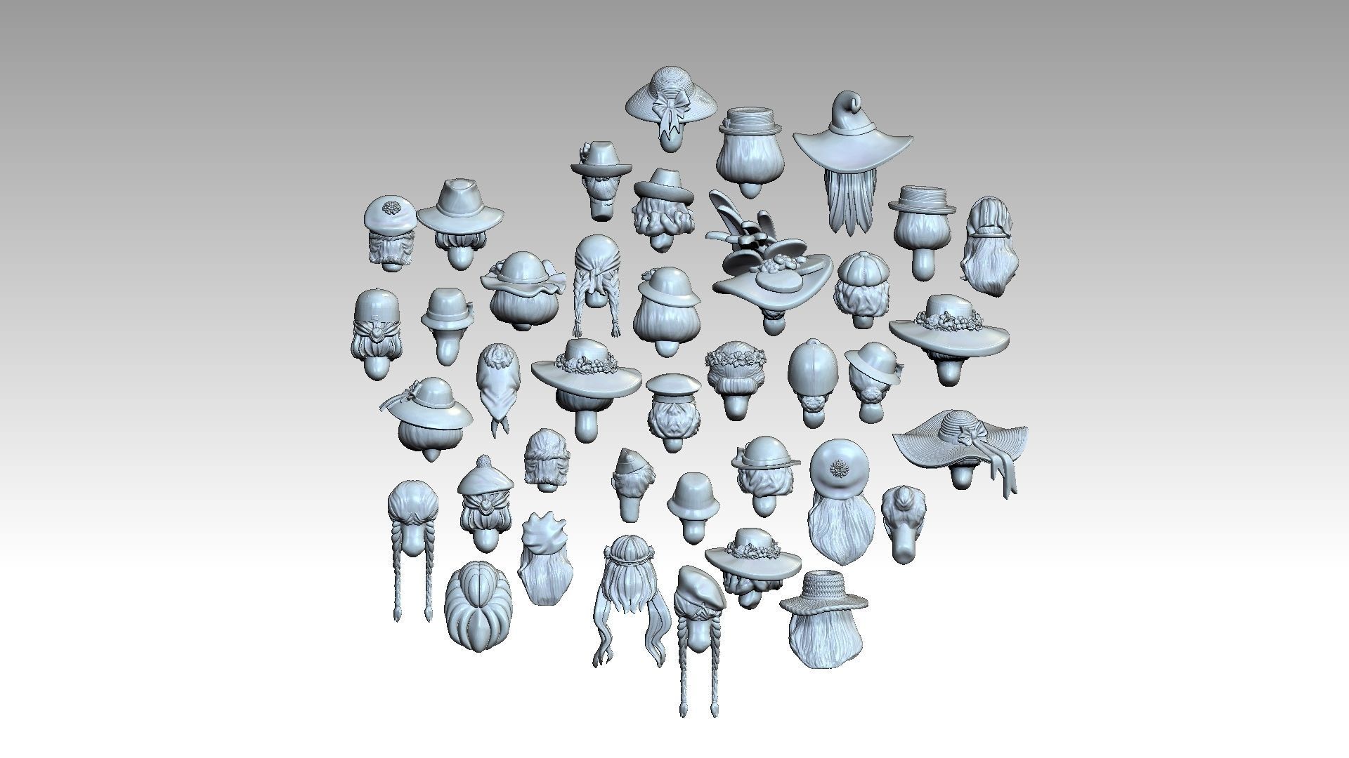 female heads 3D print model_7