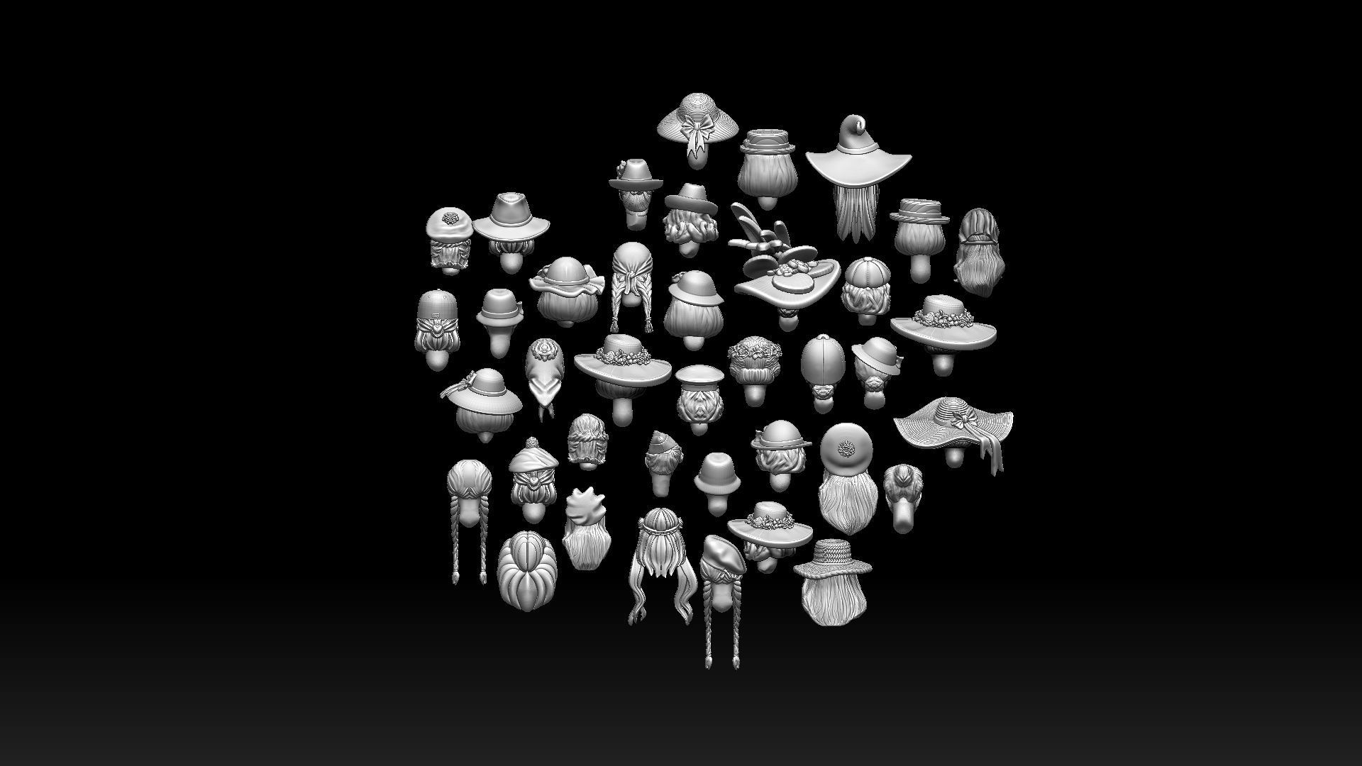 female heads 3D print model_2