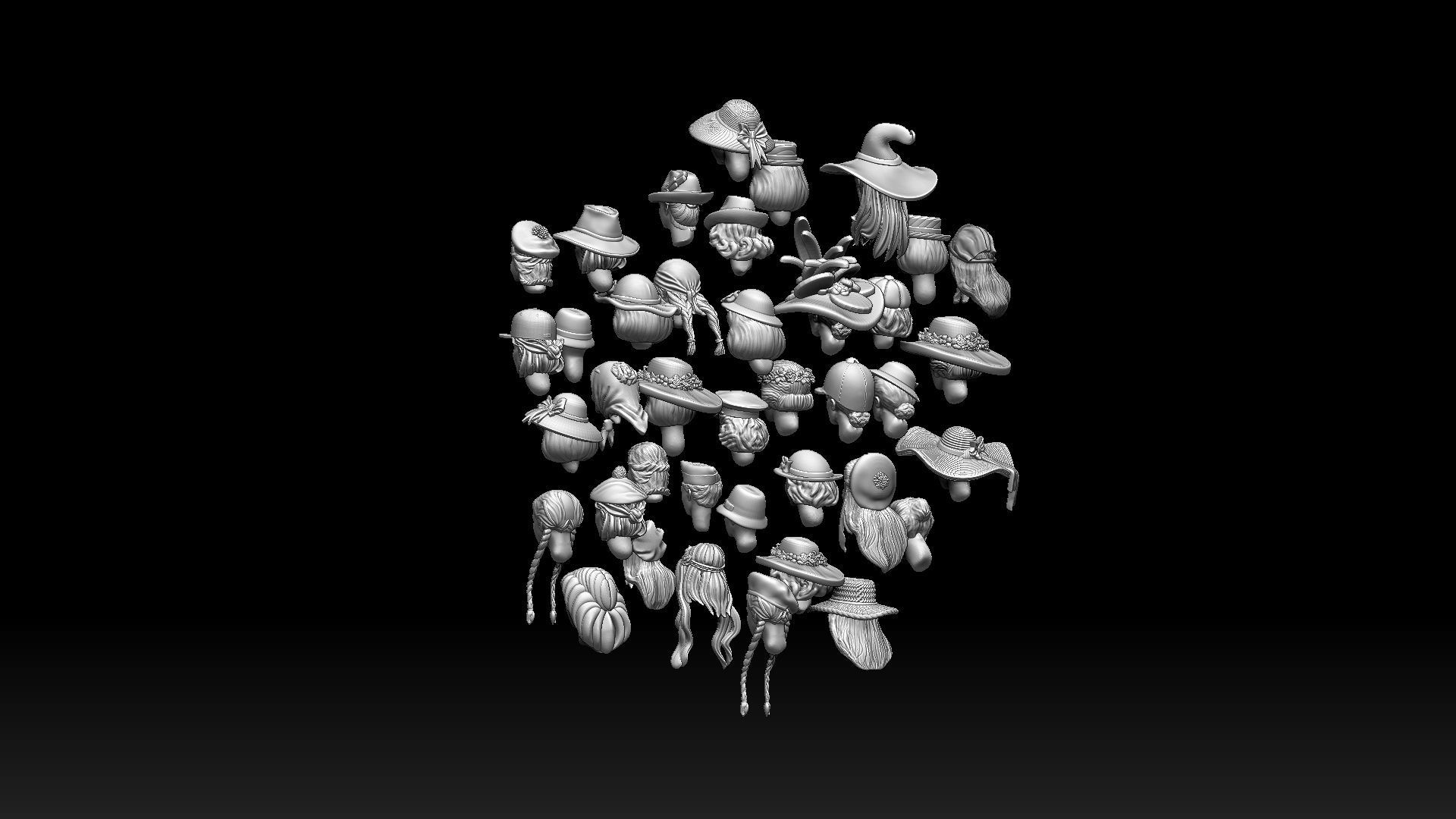 female heads 3D print model_4