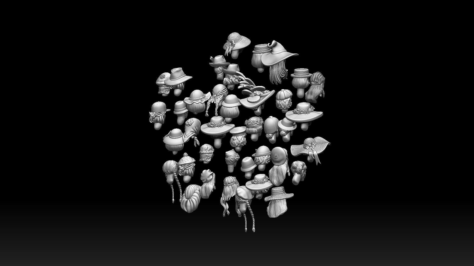 female heads 3D print model_5