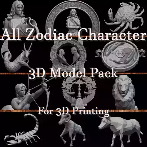 All Zodiac Sign Of 3D Mystical Character For 3D Printing 3D print model