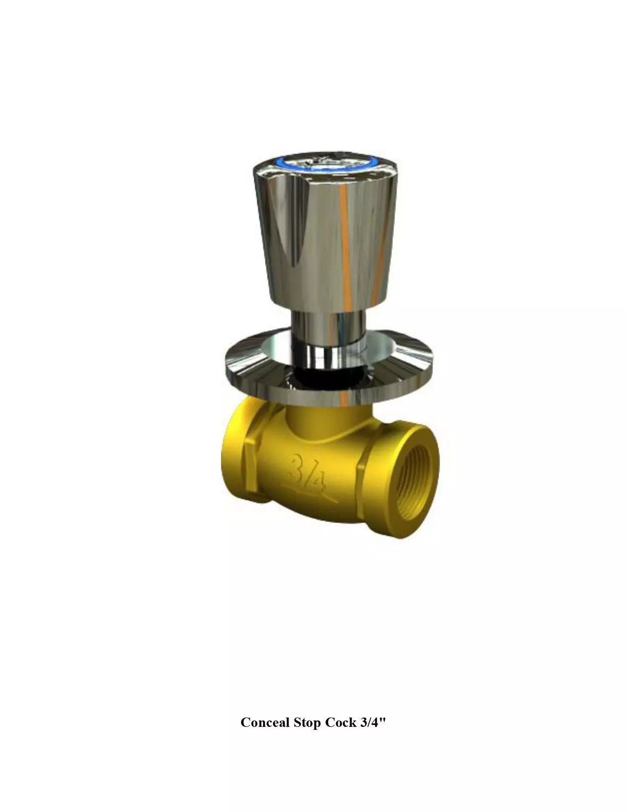 Water tap conceal stop 3 4 inch Prominent 3D model