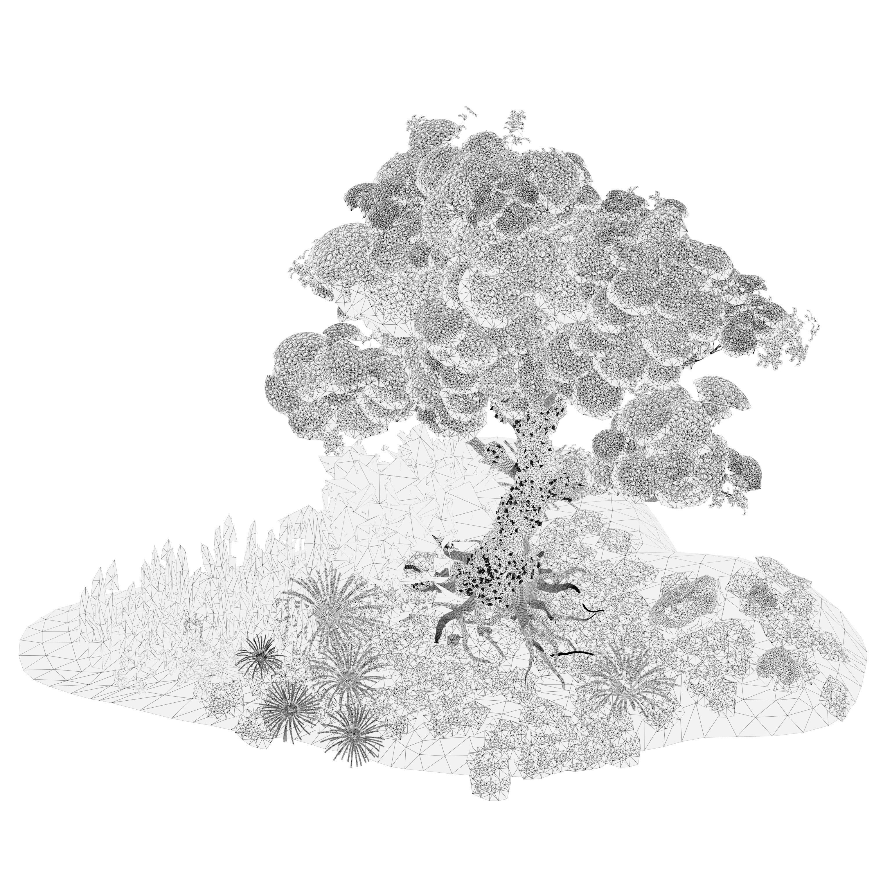 Tropical Paradise of Royal Poinciana trees 3D model_11