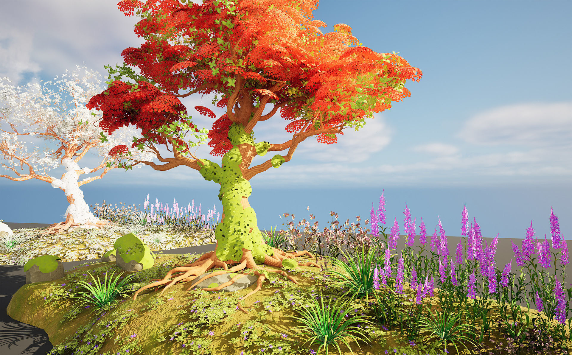 Tropical Paradise of Royal Poinciana trees 3D model_9