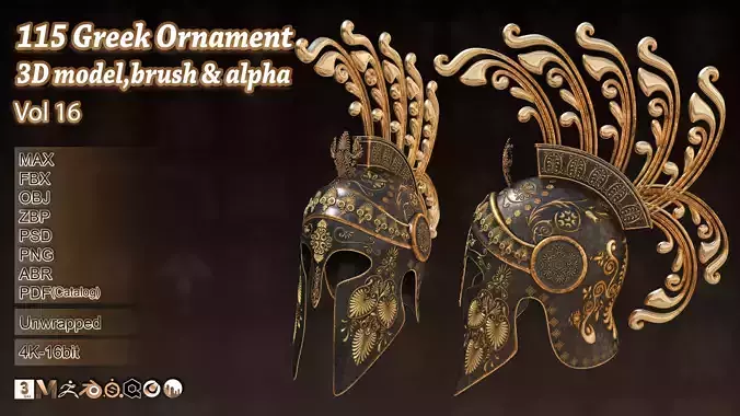 115 Greek ornament 3Dmodel brush and alpha vol 16 3D model