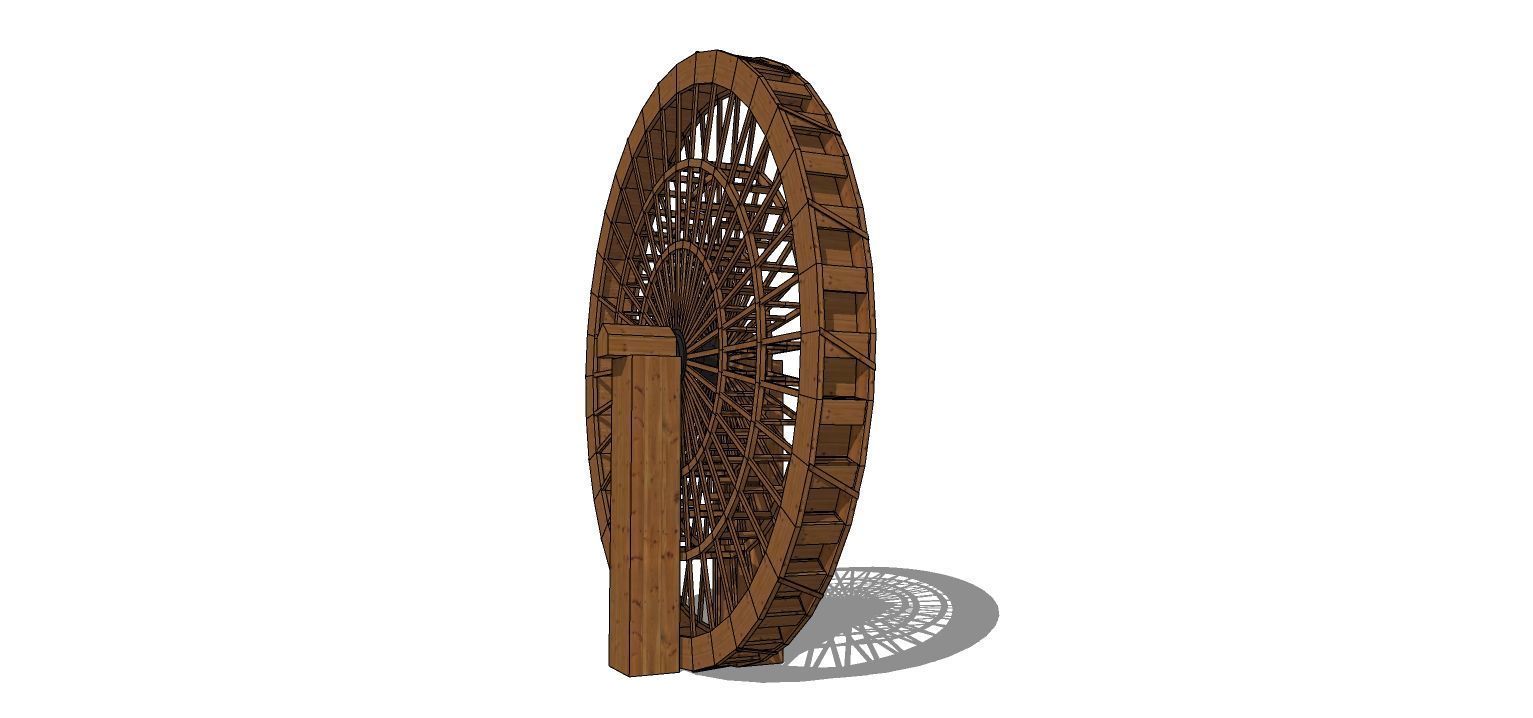 Wooden Water Wheel 3DS Max Vray Corona 3D model_7