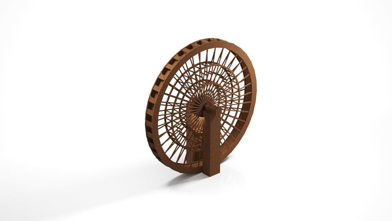 Wooden Water Wheel 3DS Max Vray Corona 3D model_1