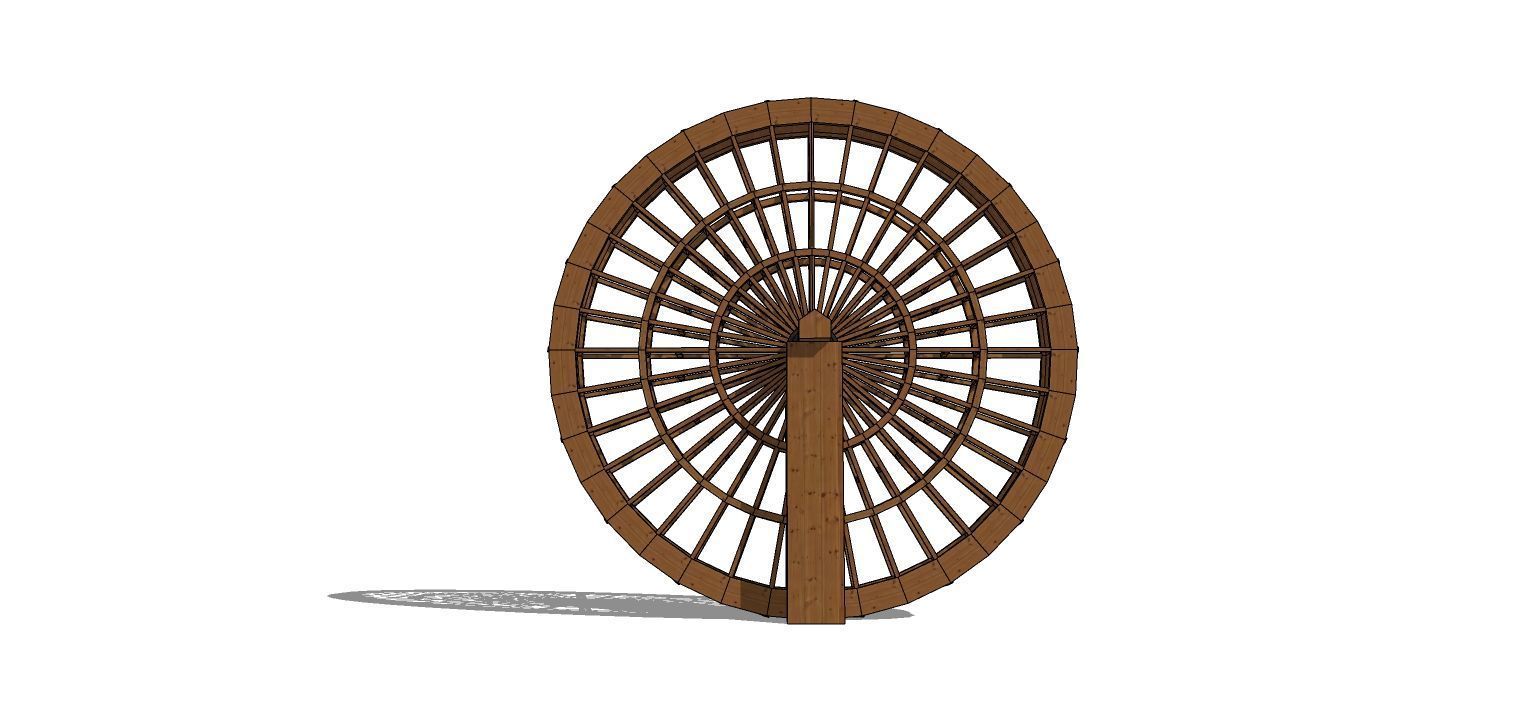 Wooden Water Wheel 3DS Max Vray Corona 3D model_5