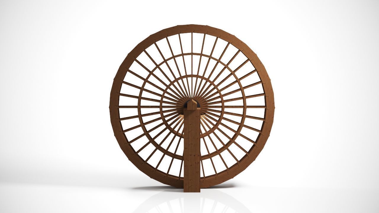 Wooden Water Wheel 3DS Max Vray Corona 3D model_2