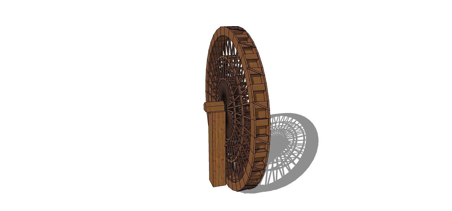 Wooden Water Wheel 3DS Max Vray Corona 3D model_4