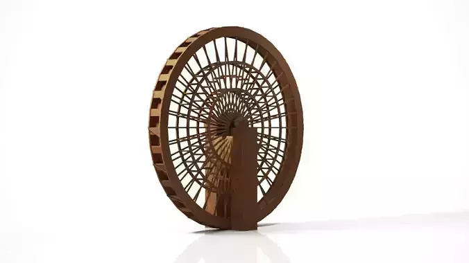 Wooden Water Wheel 3DS Max Vray Corona 3D model