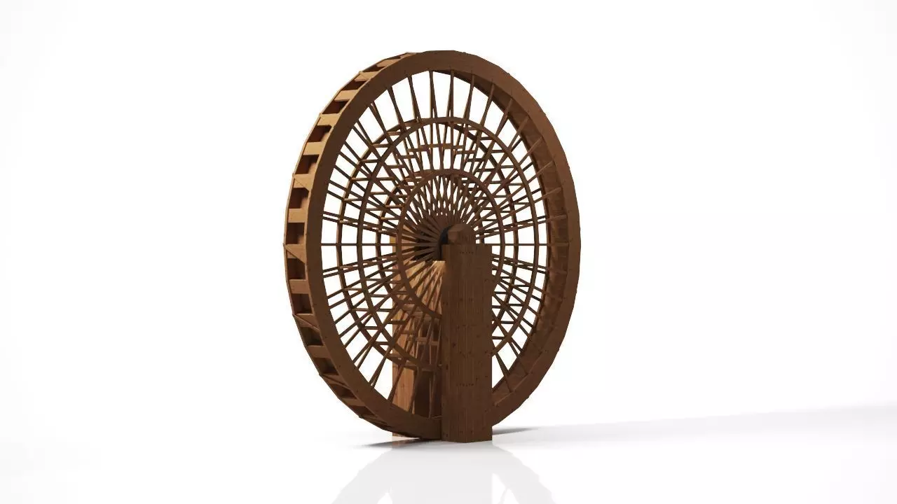 Wooden Water Wheel 3DS Max Vray Corona 3D model_0