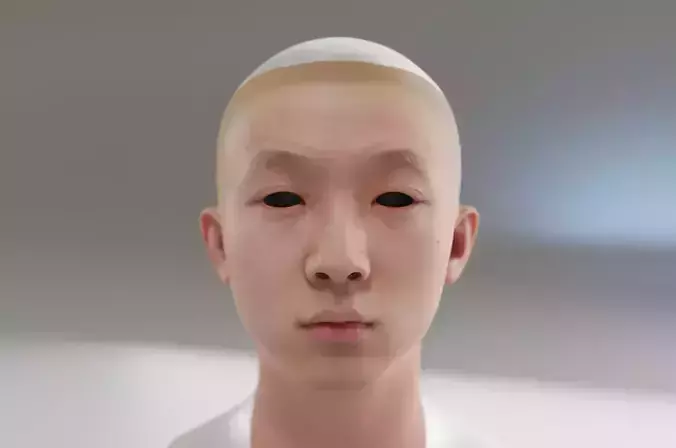 Handsome Asian man with thin lips and sharp jaw