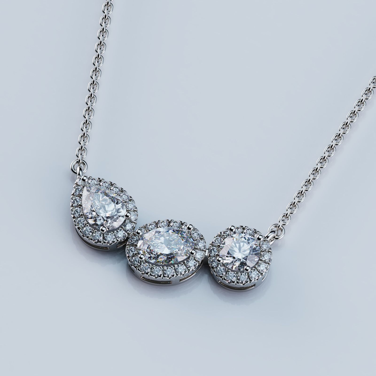 Solitaire Halo Pendant Graff Style 3D print model_1