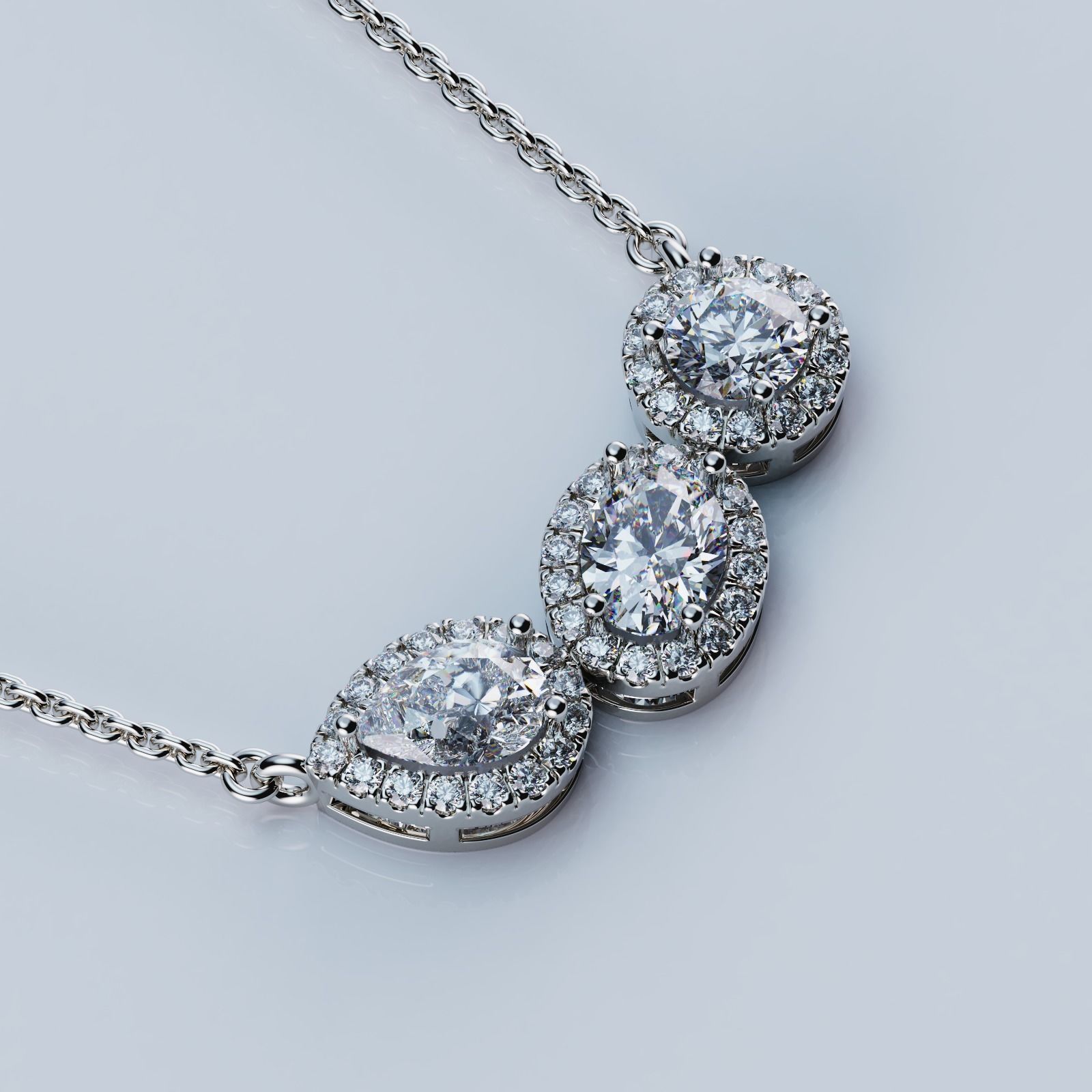 Solitaire Halo Pendant Graff Style 3D print model_3