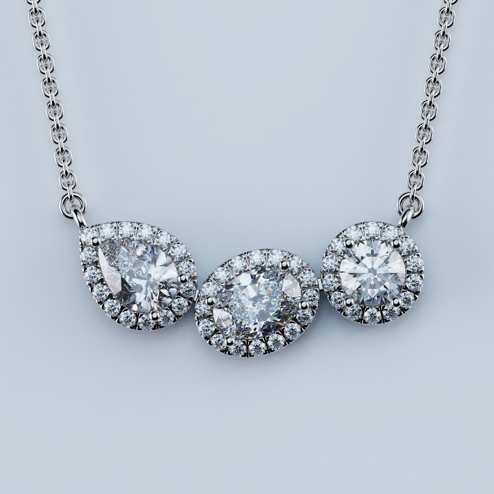 Solitaire Halo Pendant Graff Style 3D print model_4