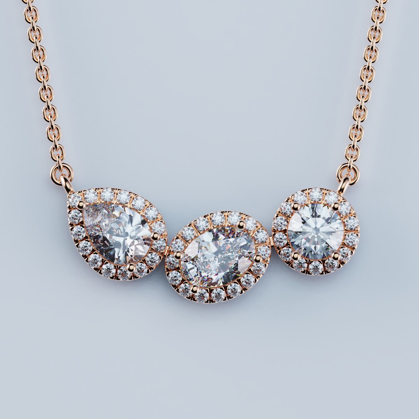 Solitaire Halo Pendant Graff Style 3D print model_2