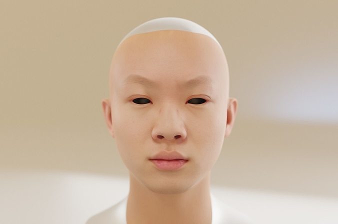Man with yellow skin and Asian features 3D model
