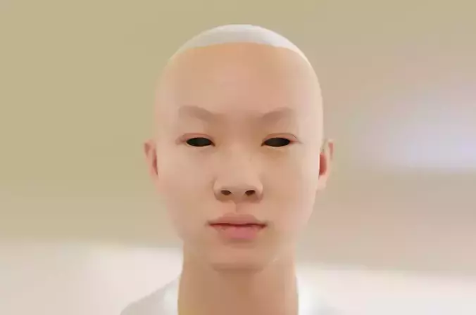 Man with yellow skin and Asian features 3D model
