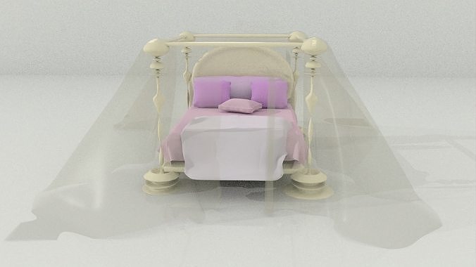 Canopy Bed Low-poly 3D model