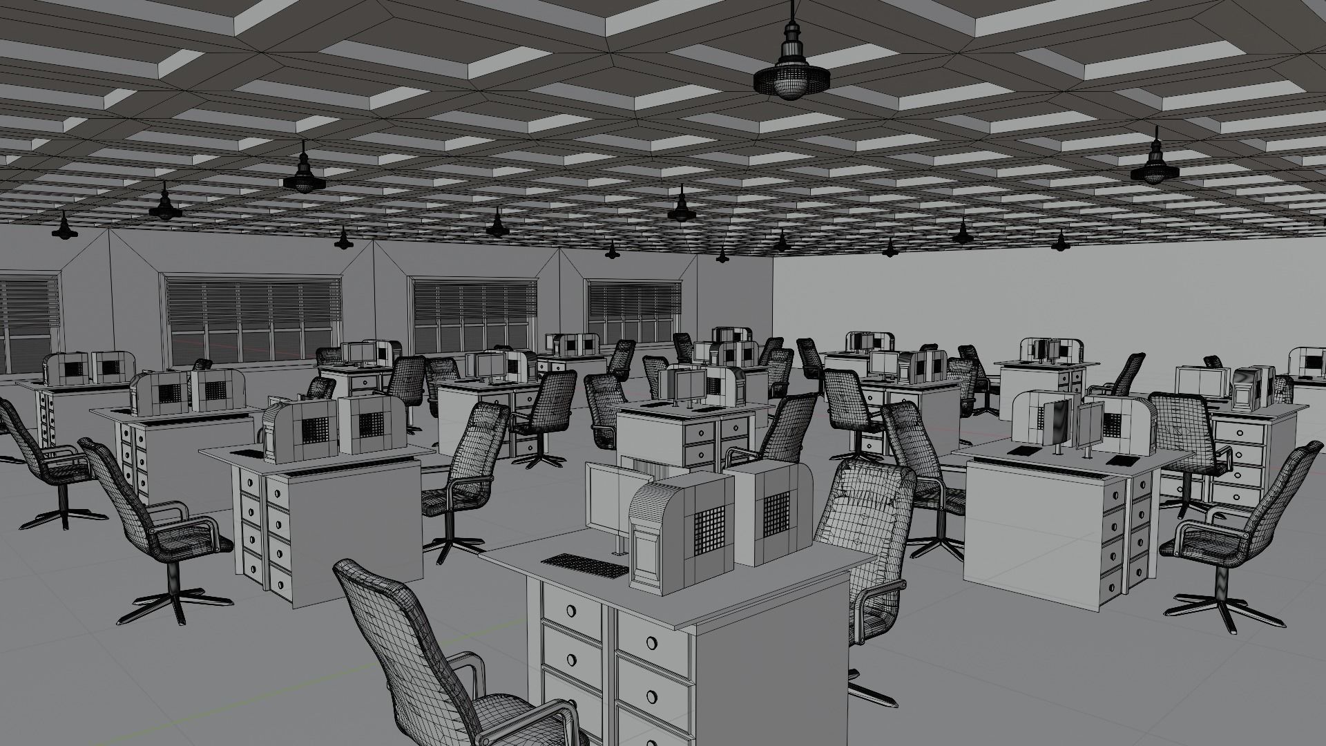 Office Interior Low-poly 3D model_7