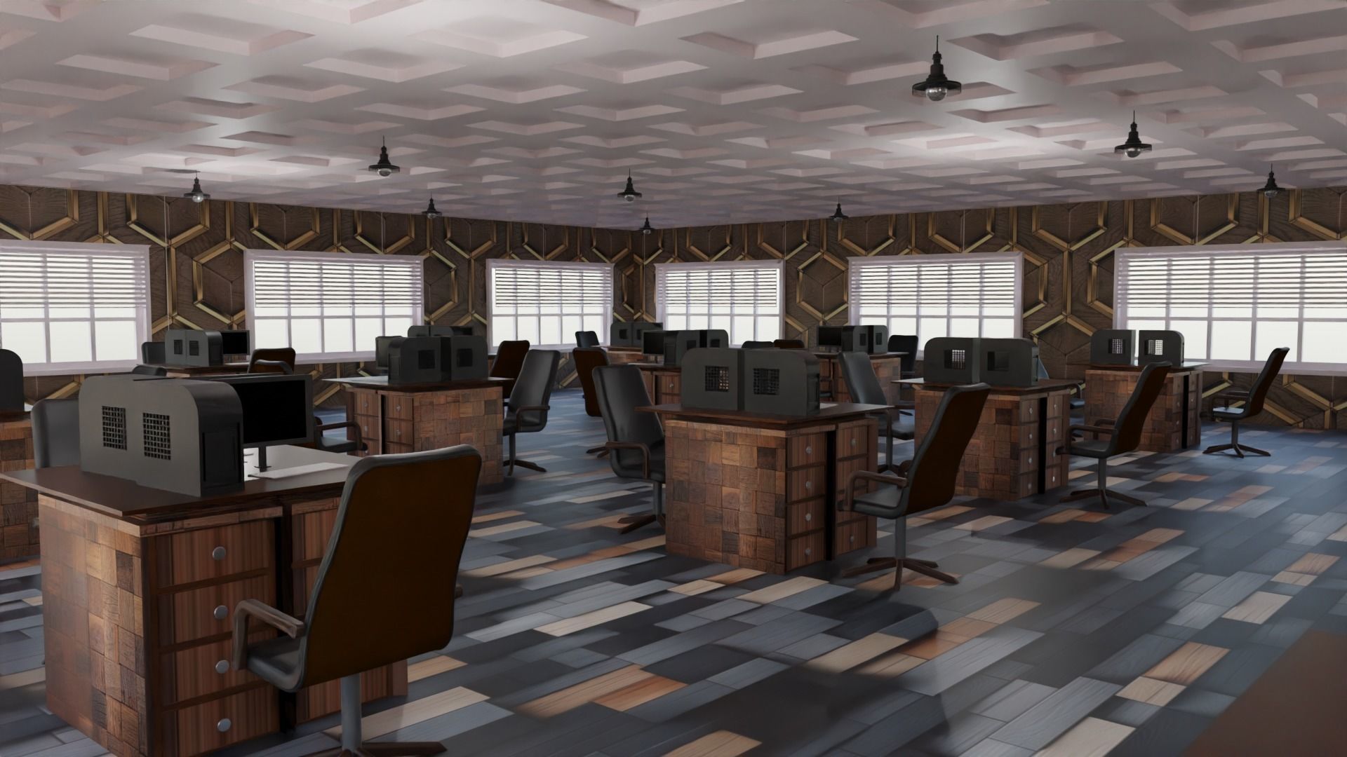 Office Interior Low-poly 3D model_5