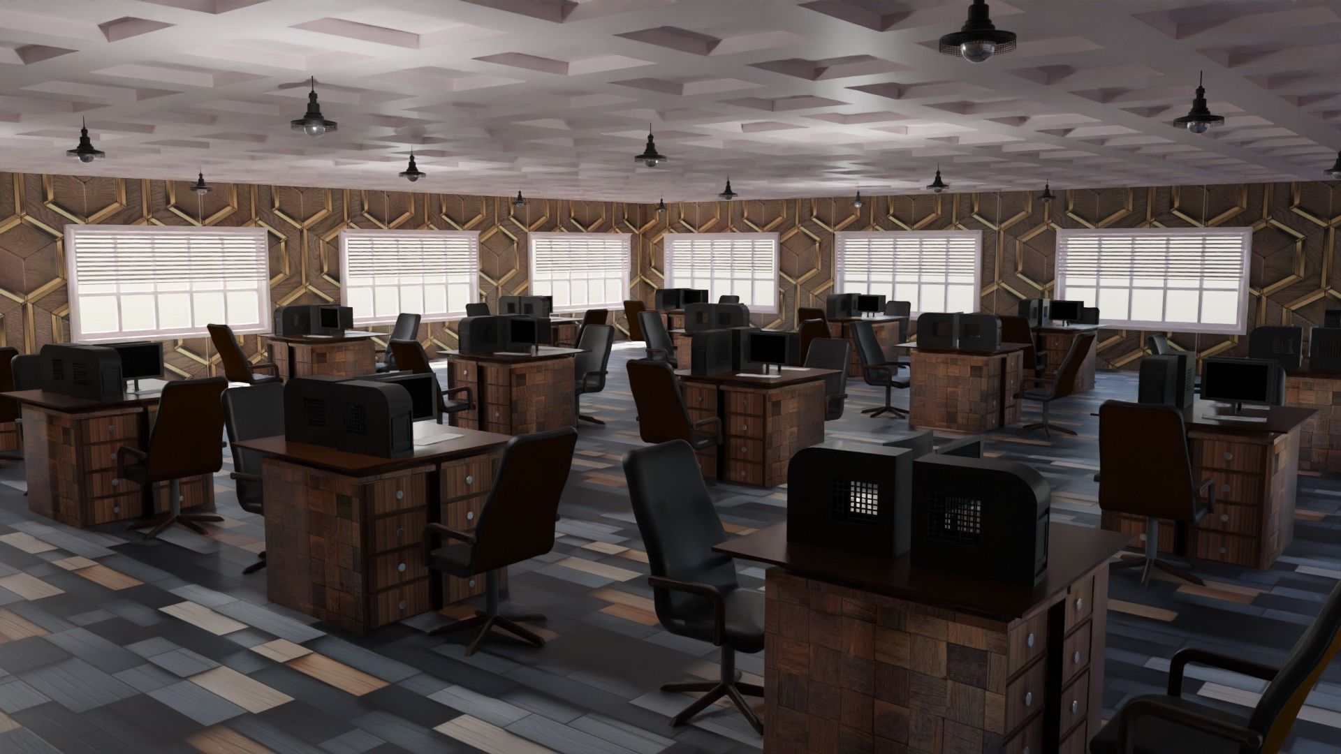 Office Interior Low-poly 3D model_3