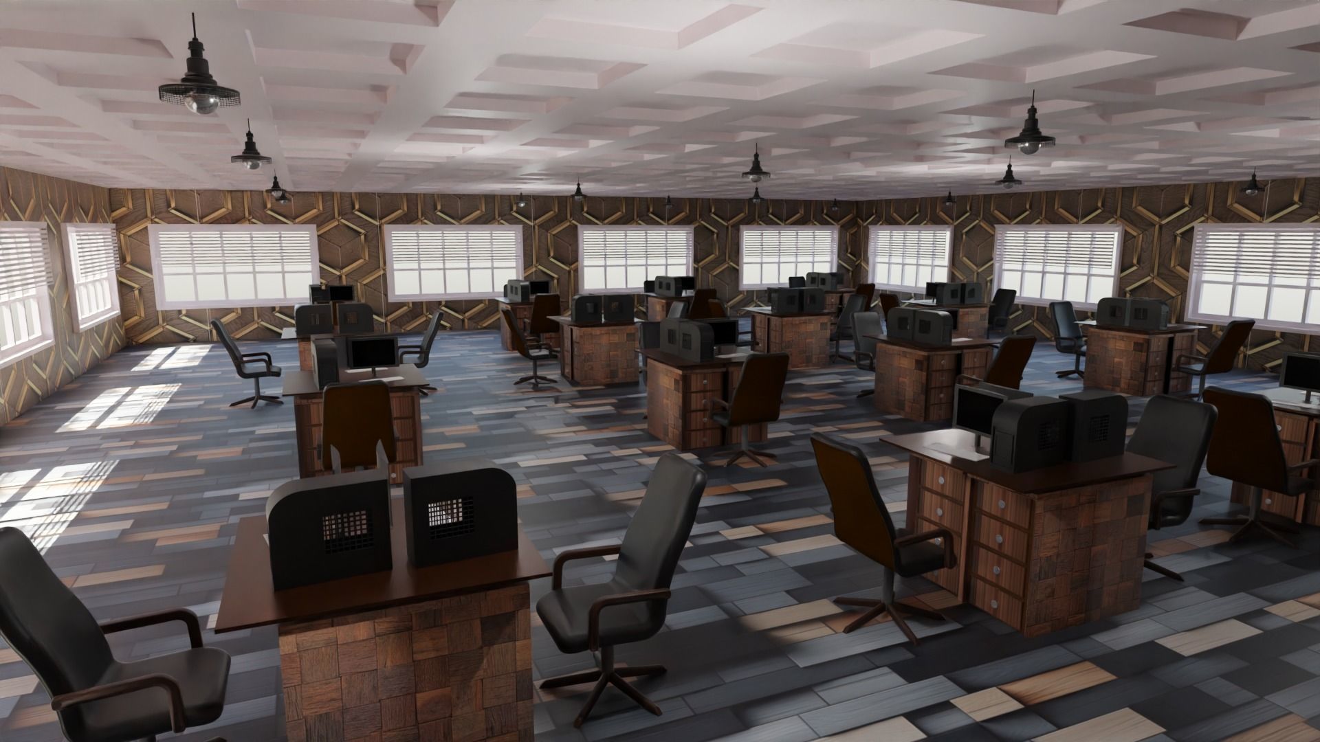 Office Interior Low-poly 3D model_1