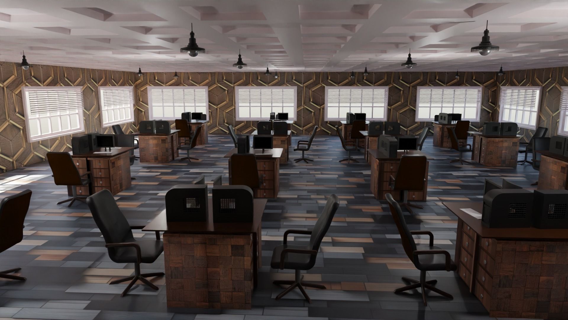 Office Interior Low-poly 3D model_2