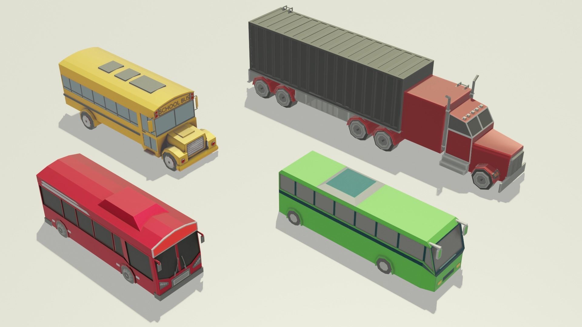 Stylized Low-Poly Big Vehicles Pack - 3D Model Low-poly 3D model_4