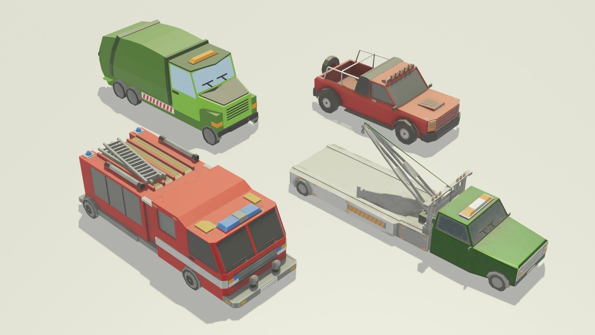 Stylized Low-Poly Big Vehicles Pack - 3D Model Low-poly 3D model_3