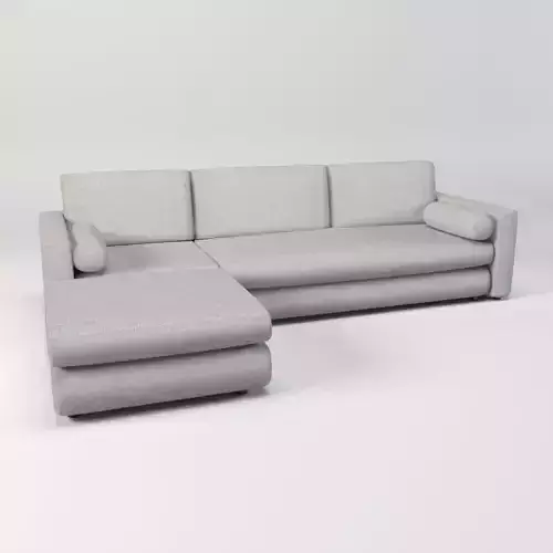 Upholstered chaise lowpoly couch three seater arm sofa