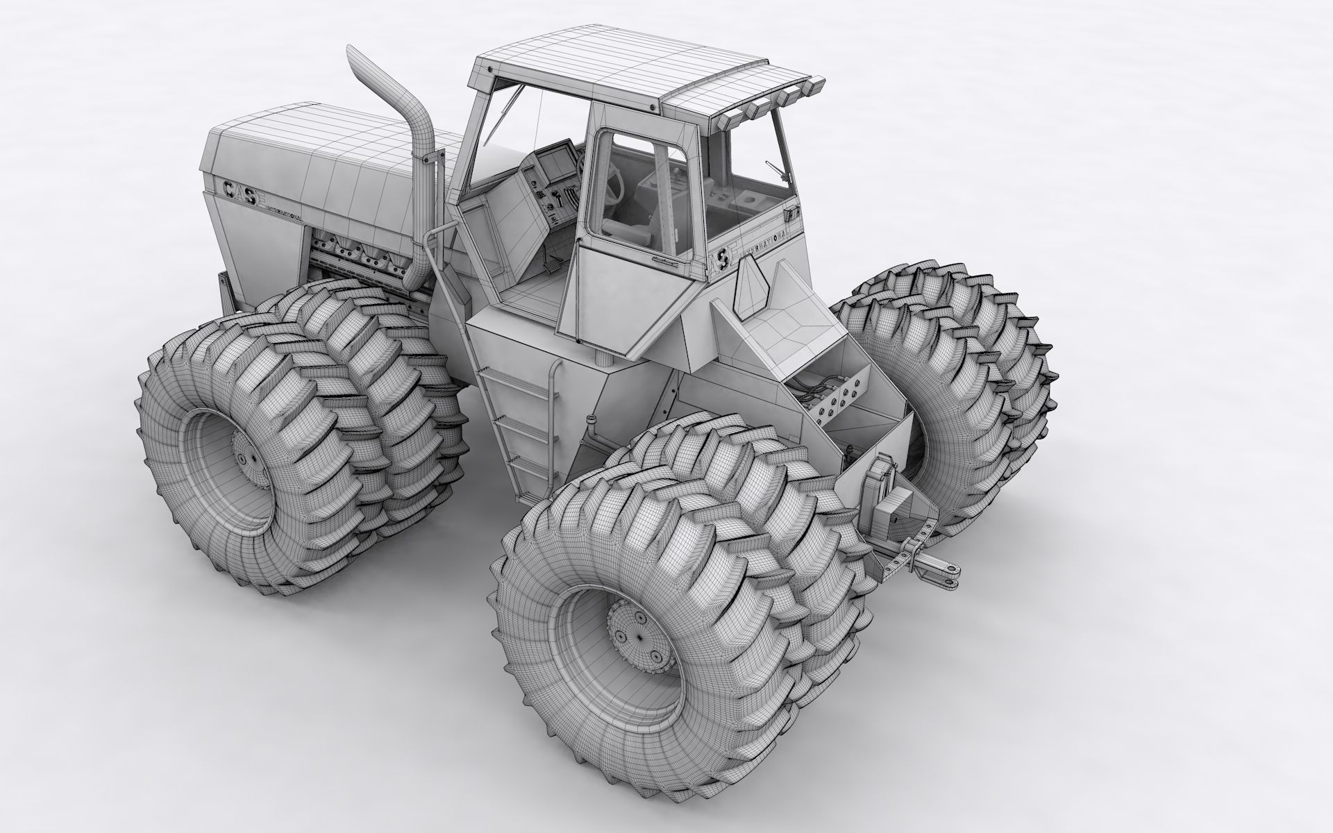 JI Case 4994 1984 Tractor Red Version 3D model CGTrader