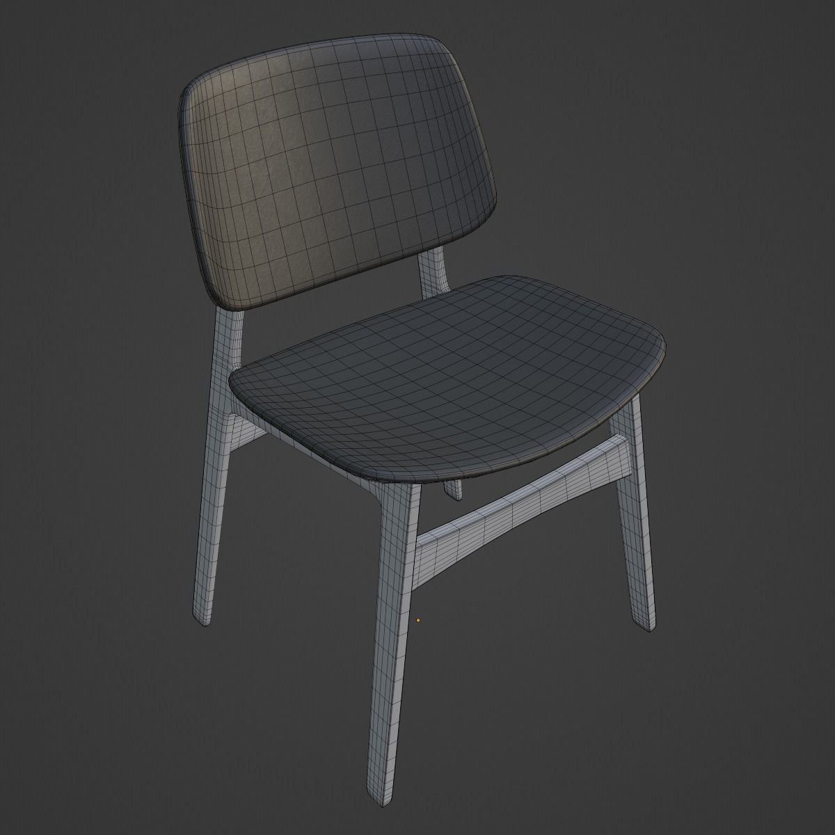 Study Chair Low-poly 3D model_18