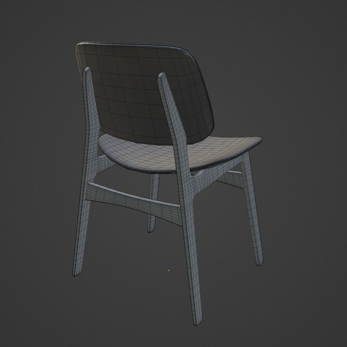 Study Chair Low-poly 3D model_20