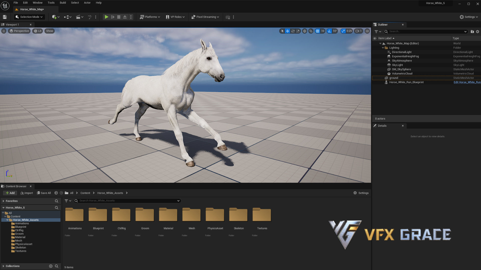 Horse White UE Character Asset 3D model_21