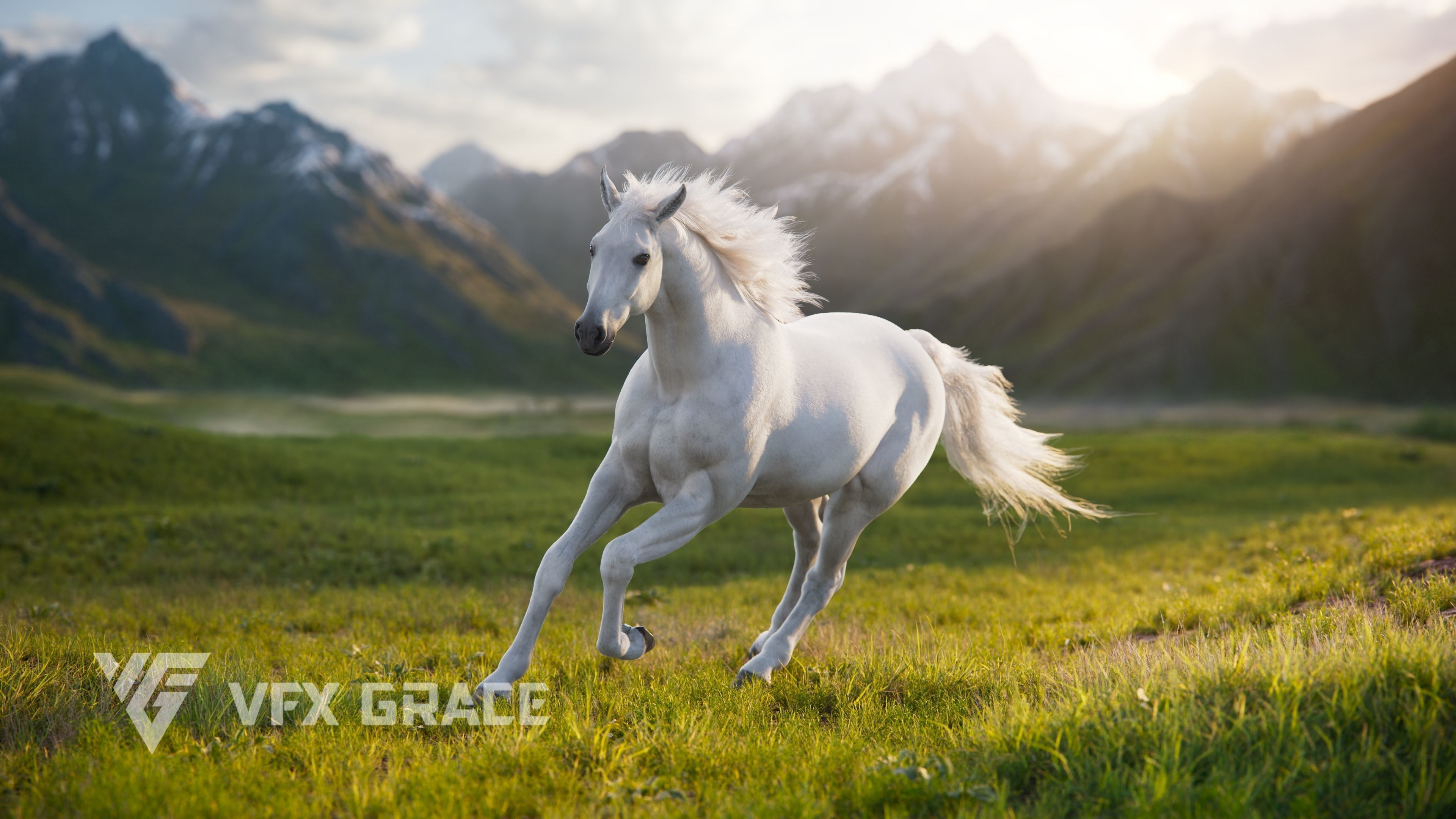 Horse White UE Character Asset 3D model_6