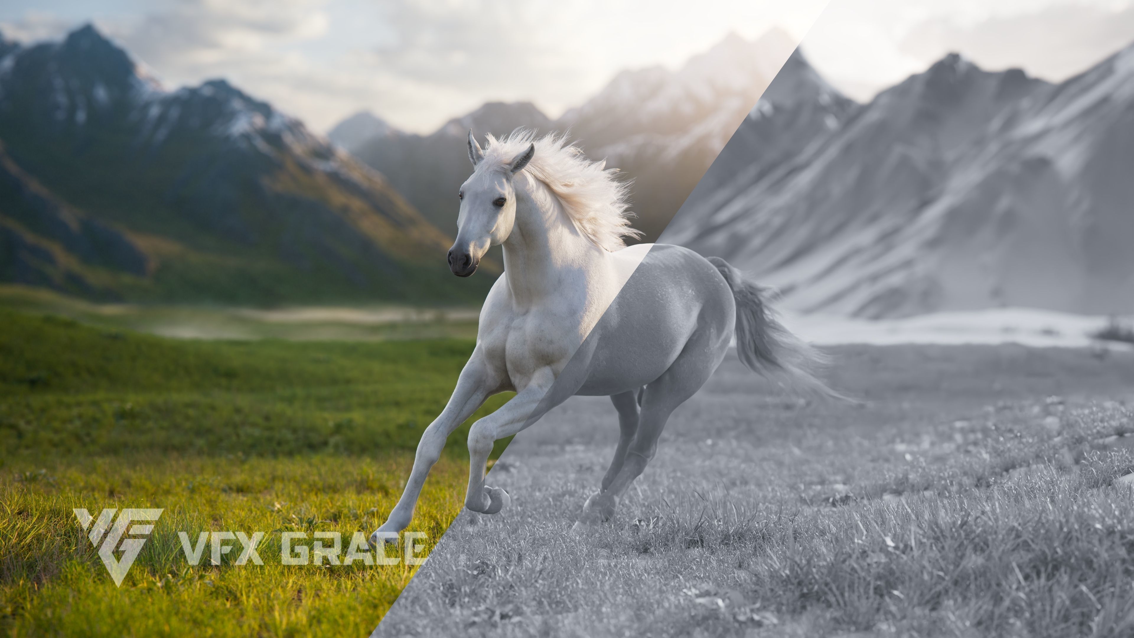 Horse White UE Character Asset 3D model_7