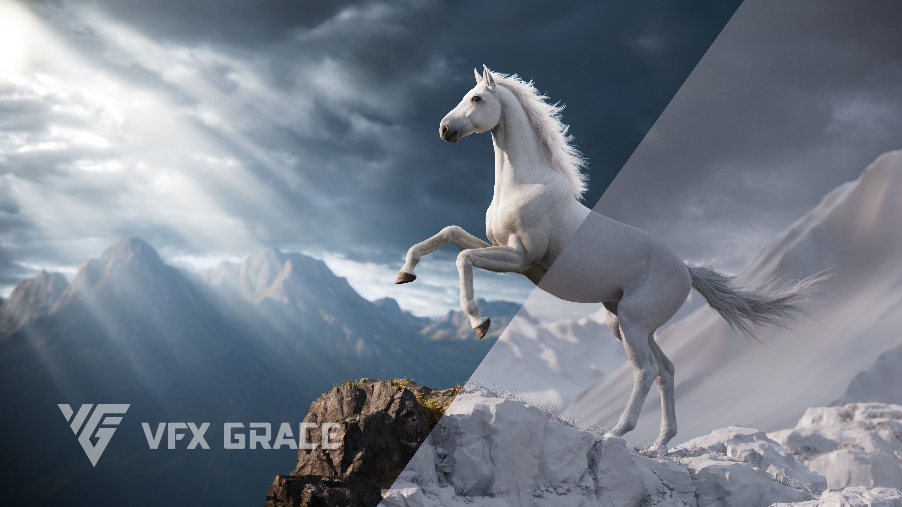 Horse White UE Character Asset 3D model_4