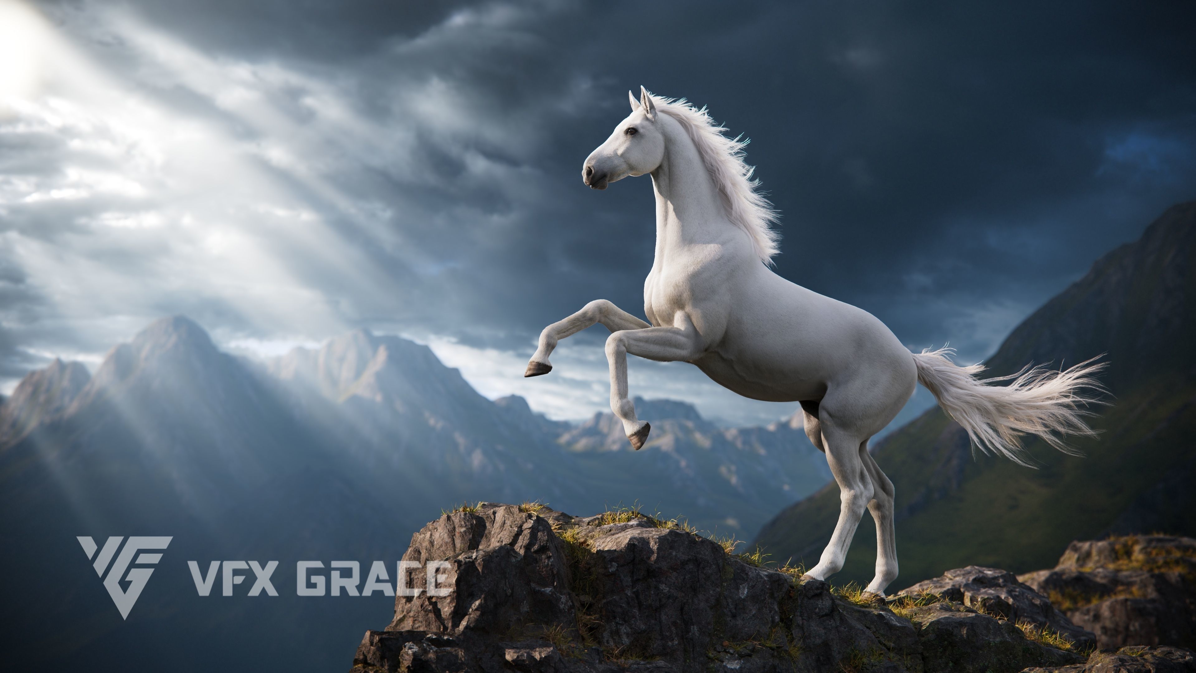 Horse White UE Character Asset 3D model_3