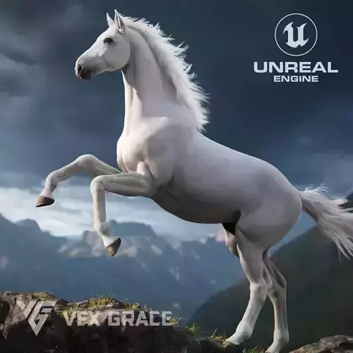 Horse White UE Character Asset 3D model